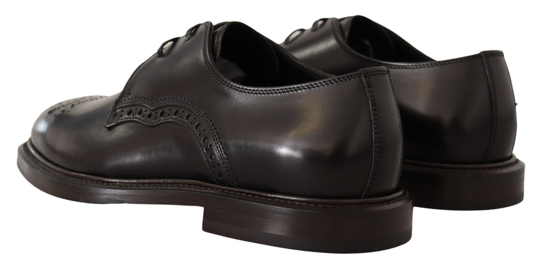 Dolce &amp; Gabbana Black Leather Dress Formal Derby Shoes