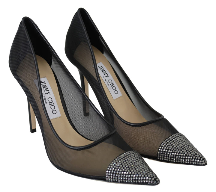 Jimmy Choo - Escarpins élégants en maille noire et cristaux
