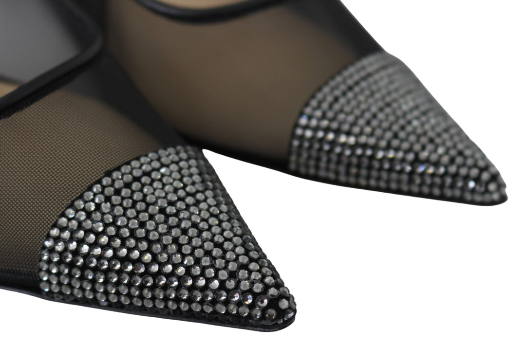 Jimmy Choo - Escarpins élégants en maille noire et cristaux