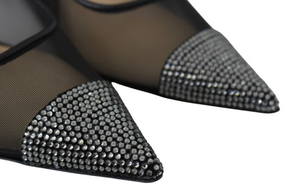 Jimmy Choo - Escarpins élégants en maille noire et cristaux