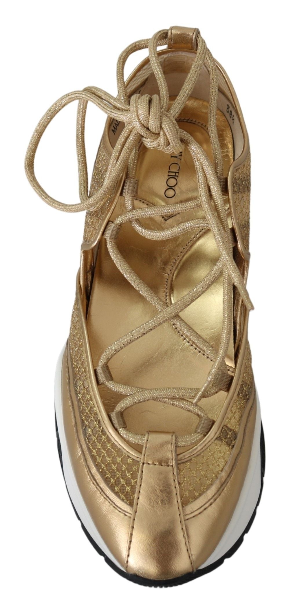 Baskets Jimmy Choo en cuir et maille Golden Glamour