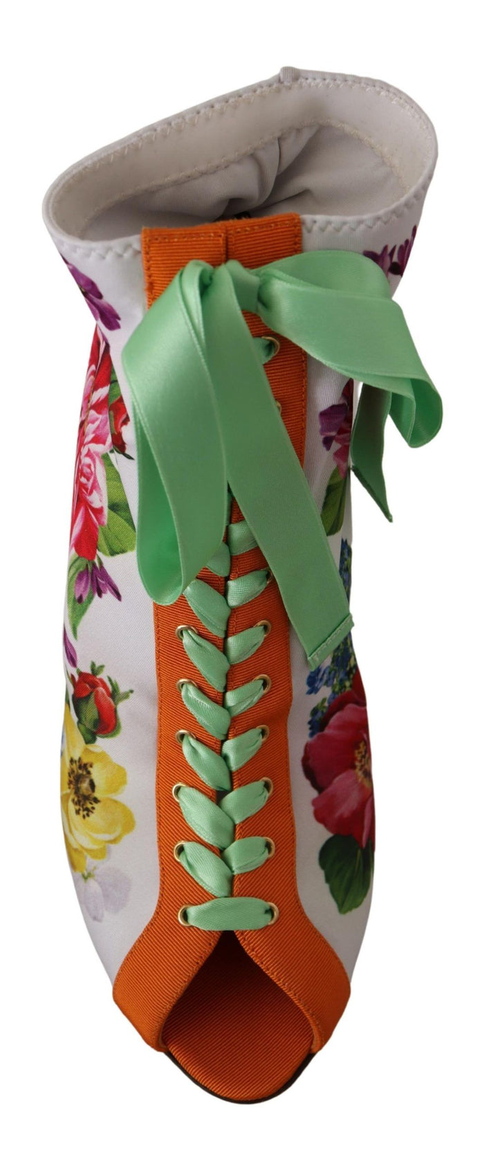 Tacones de jersey con punta abierta y estampado floral de Dolce Gabbana