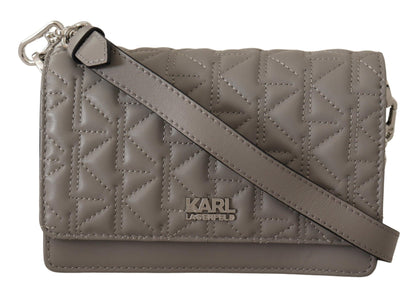 Sac bandoulière élégant en cuir gris Karl Lagerfeld