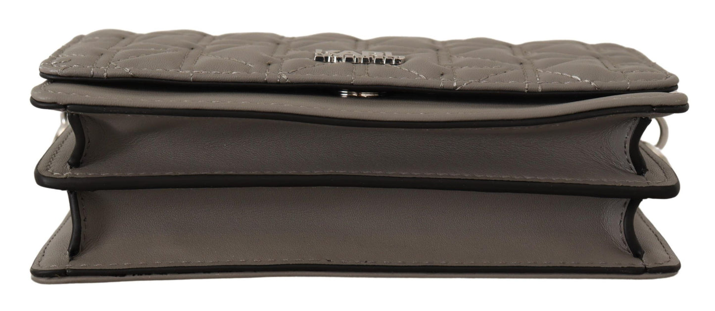 Sac bandoulière élégant en cuir gris Karl Lagerfeld