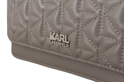 Sac bandoulière élégant en cuir gris Karl Lagerfeld