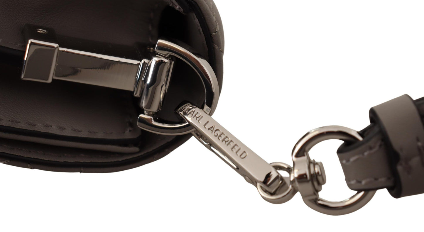 Sac bandoulière élégant en cuir gris Karl Lagerfeld