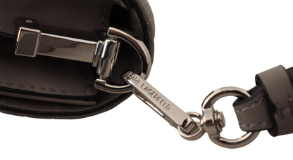 Sac bandoulière élégant en cuir gris Karl Lagerfeld