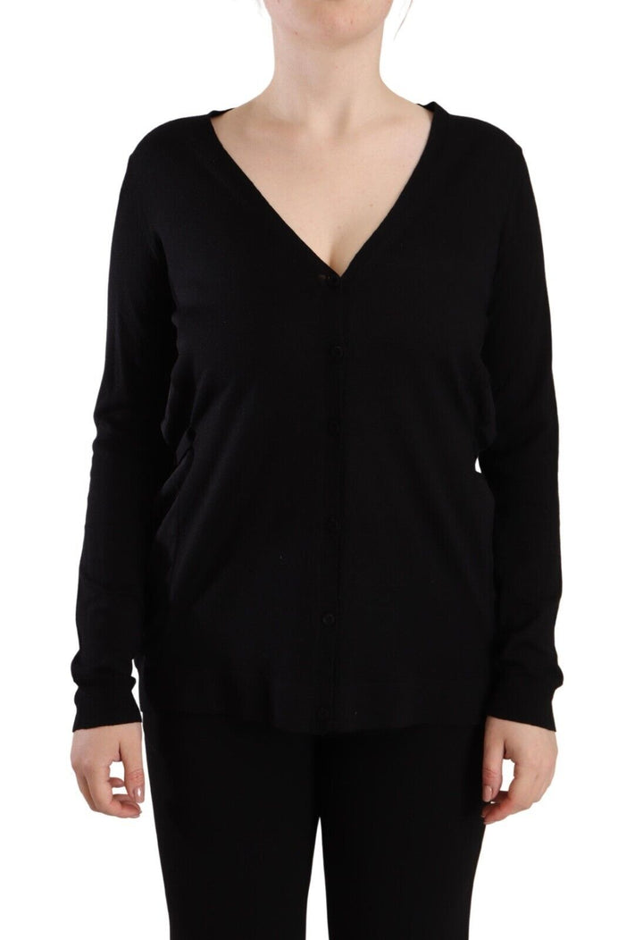 Pull en laine noir élégant à col en V Dolce &amp;amp; Gabbana