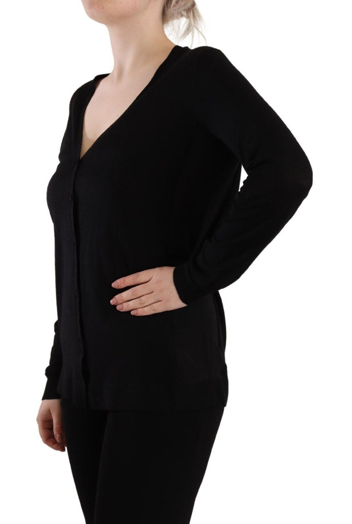 Pull en laine noir élégant à col en V Dolce &amp;amp; Gabbana