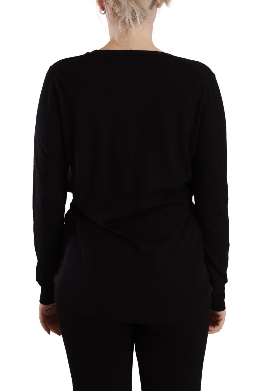Pull en laine noir élégant à col en V Dolce &amp;amp; Gabbana