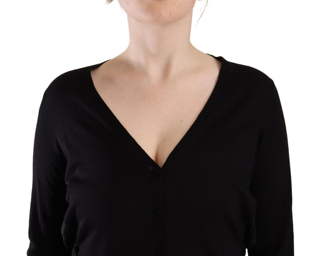 Pull en laine noir élégant à col en V Dolce &amp;amp; Gabbana