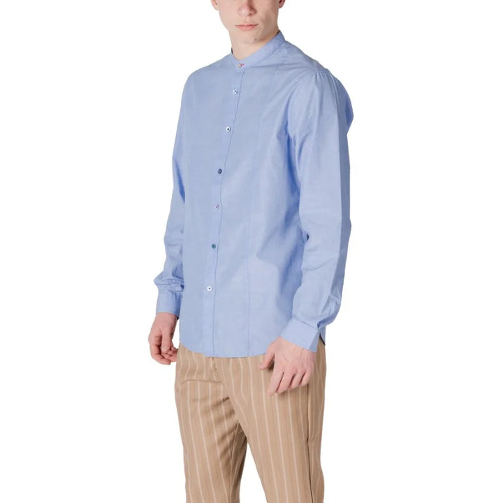 Gianni Lupo Blue Cotton Shirt