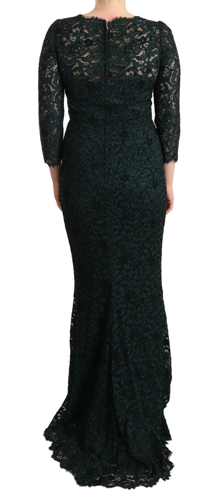 Dolce &amp; Gabbana Green Floral Lace Maxi Floor Length Dress women’s dress
