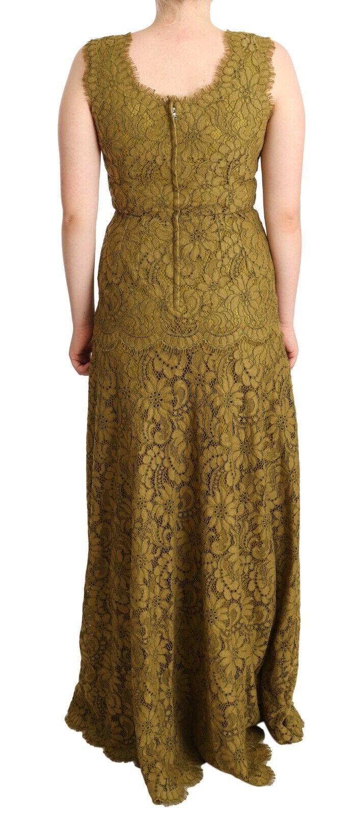 Dolce &amp; Gabbana Brown Floral Lace Maxi Floor Length Dress women’s dress