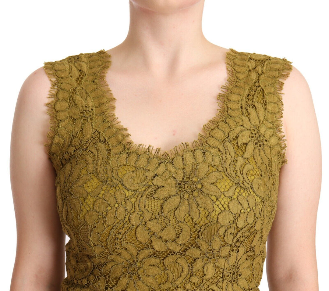 Dolce &amp; Gabbana Brown Floral Lace Maxi Floor Length Dress women’s dress
