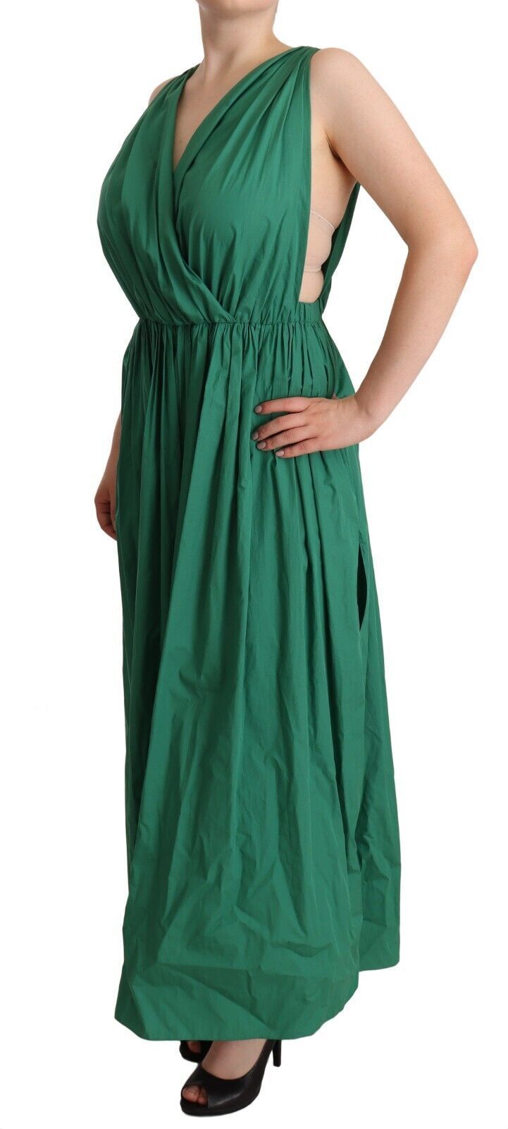 Dolce &amp; Gabbana Green Cotton Sleeveless V-neck Dress women’s dress