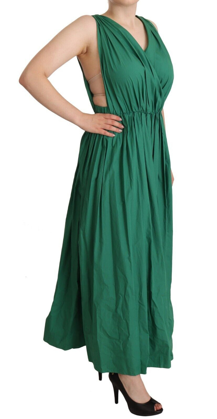 Dolce &amp; Gabbana Green Cotton Sleeveless V-neck Dress women’s dress