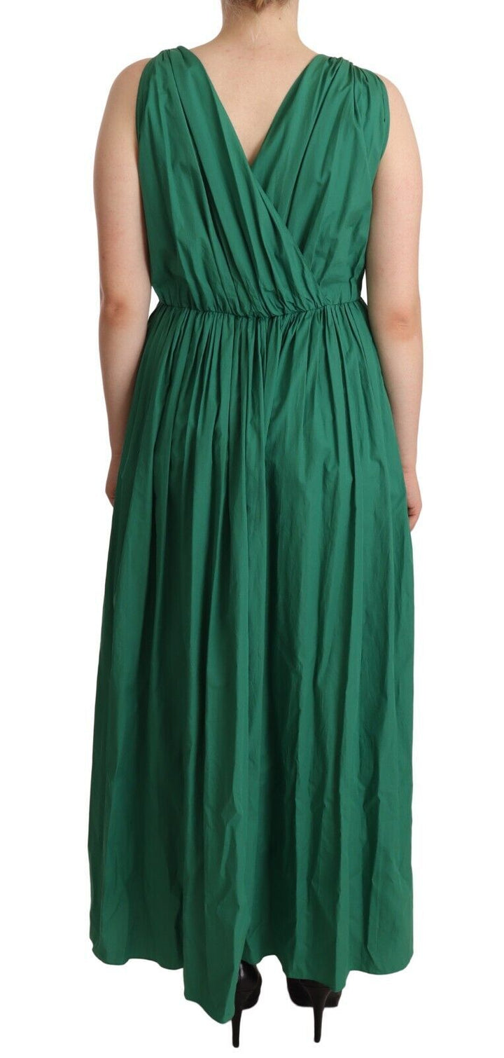 Dolce &amp; Gabbana Green Cotton Sleeveless V-neck Dress women’s dress
