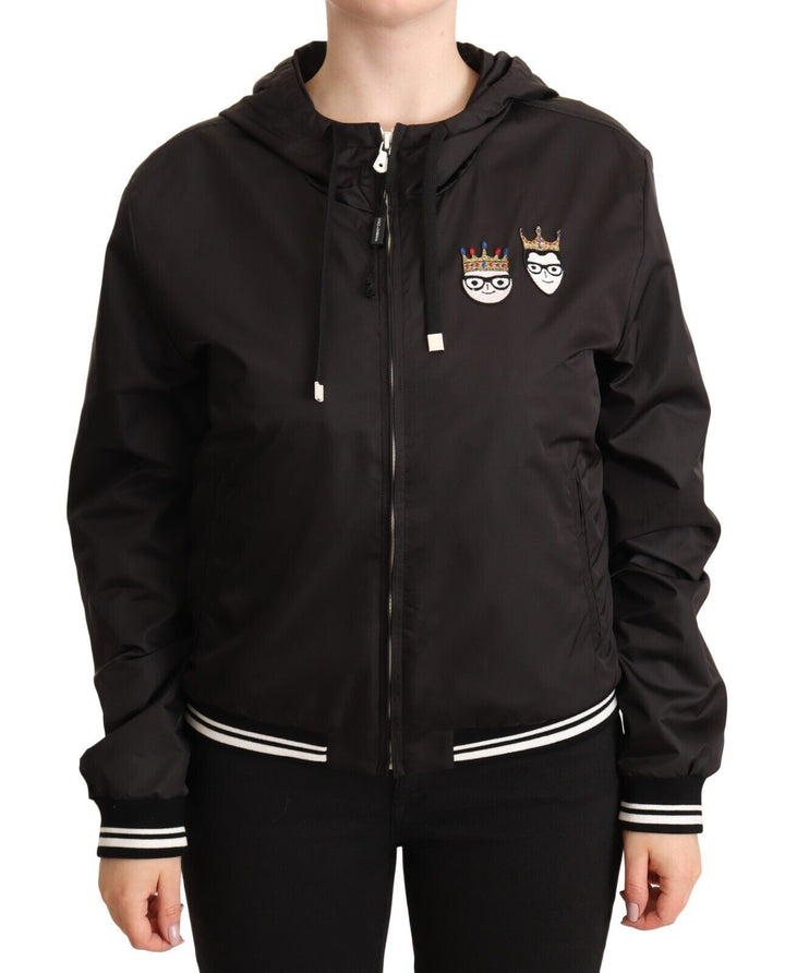 Dolce &amp;amp; Gabbana Élégant blouson aviateur noir à capuche