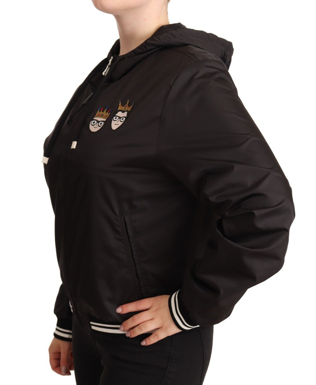 Dolce &amp;amp; Gabbana Élégant blouson aviateur noir à capuche