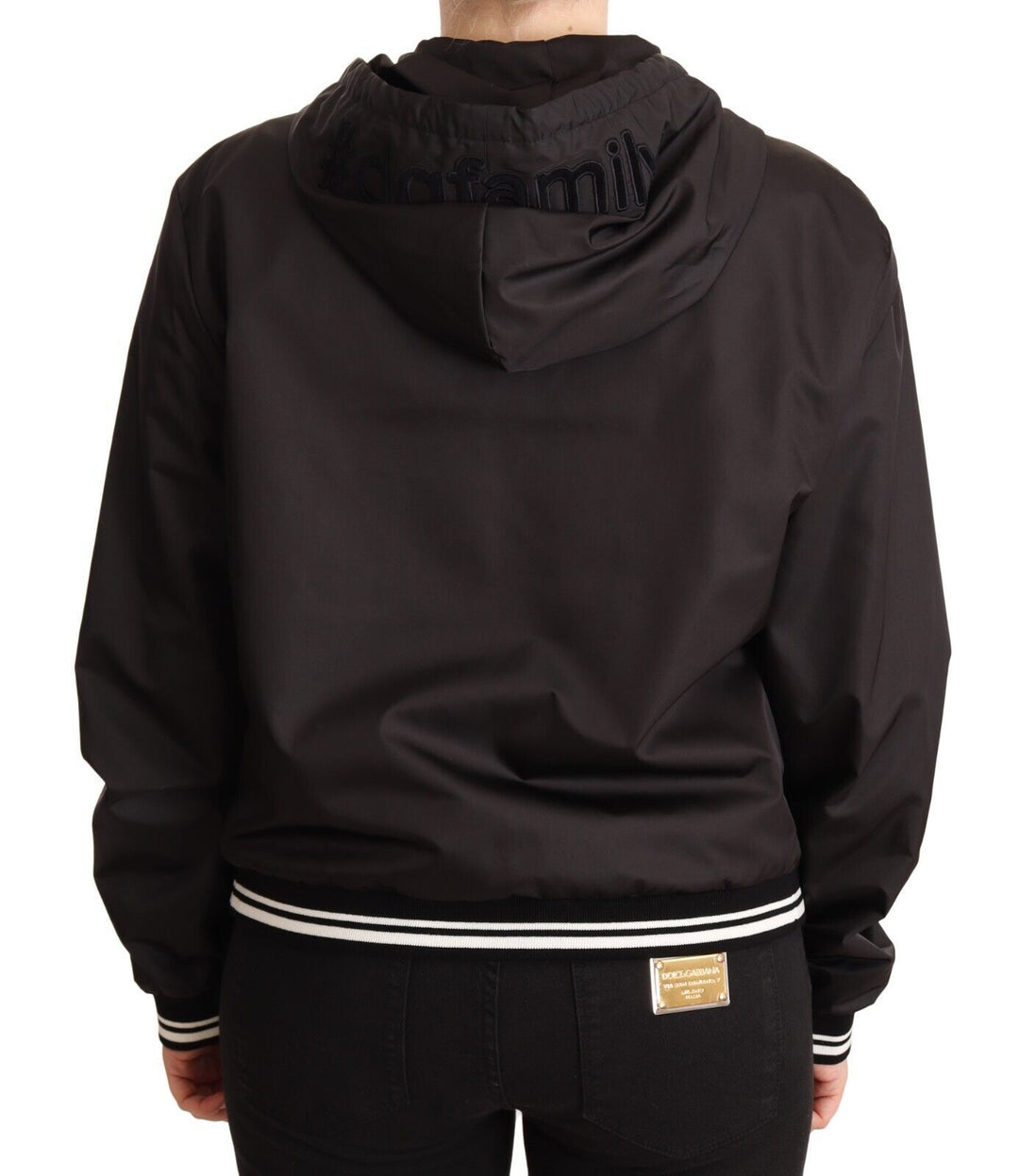 Dolce &amp;amp; Gabbana Élégant blouson aviateur noir à capuche