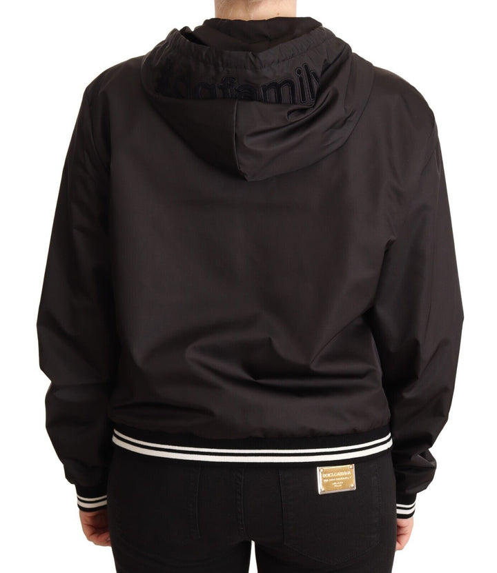 Dolce &amp;amp; Gabbana Élégant blouson aviateur noir à capuche