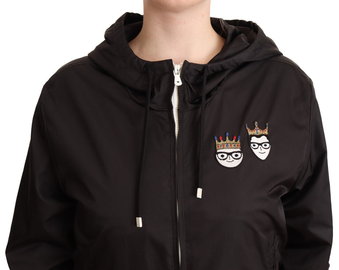 Dolce &amp;amp; Gabbana Élégant blouson aviateur noir à capuche