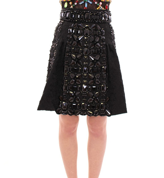 Falda Masterpiece negra de Dolce Gabbana con cristales negros