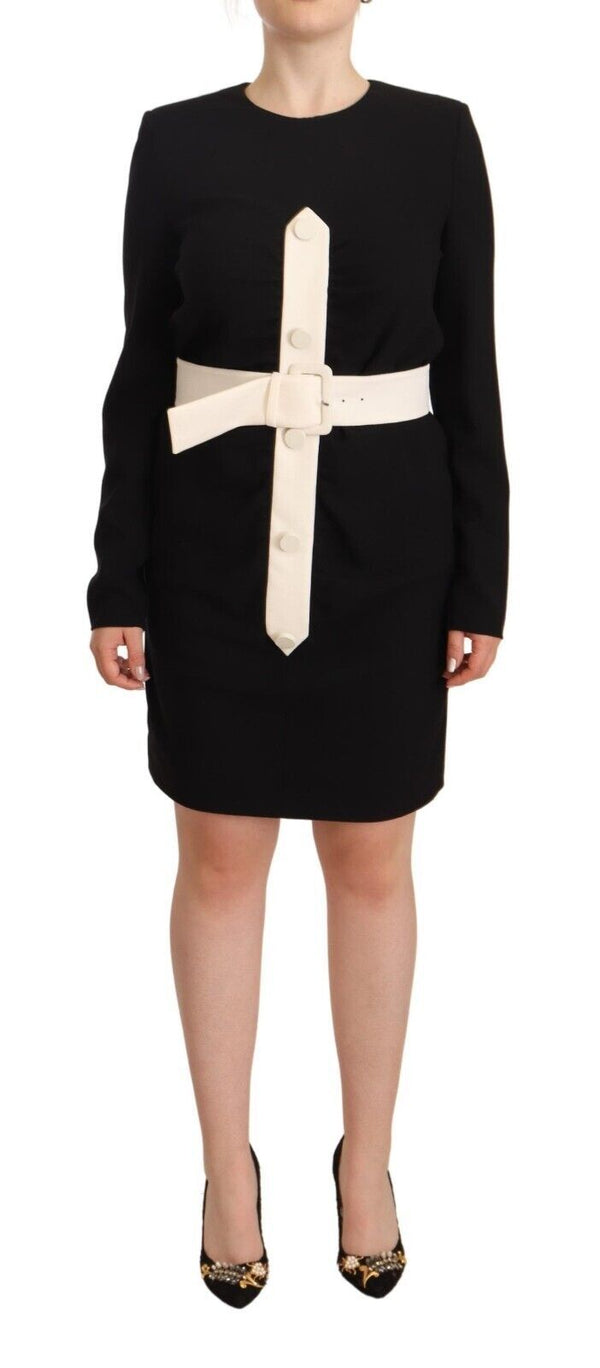 Givenchy Black Wool Long Sleeves Belted Mini Sheath Dress women’s dress