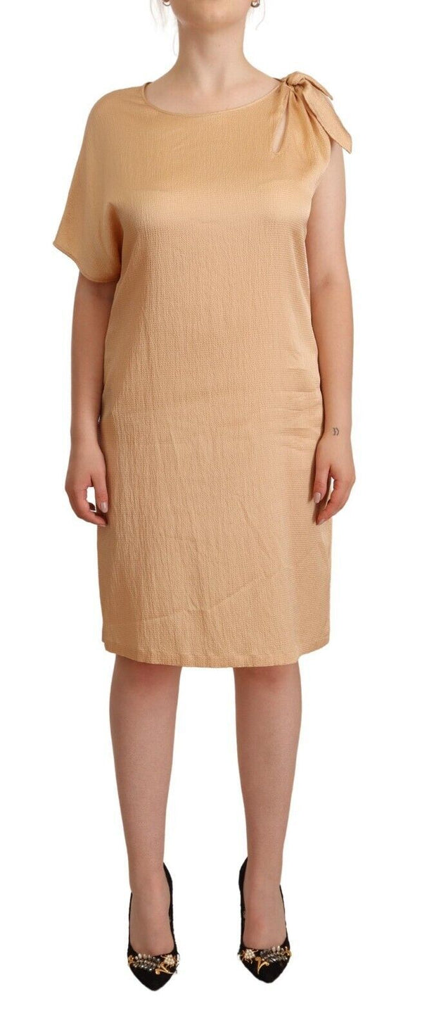 Moschino Beige One Sleeve Knee Length Shift Dress women’s dress