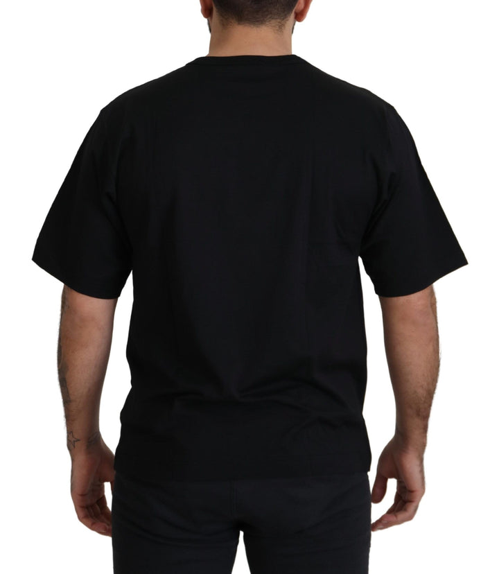 Dolce &amp; Gabbana Black Gold STAR Crown DG Cotton Crewneck T-shirt