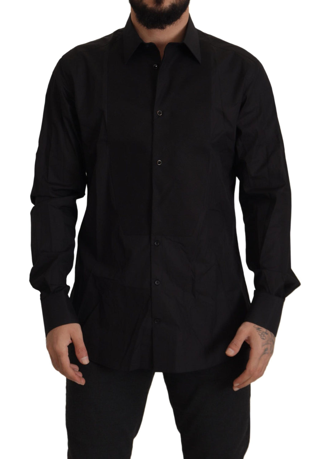 Dolce &amp; Gabbana Black GOLD Slim Fit Tuxedo Dress Shirt