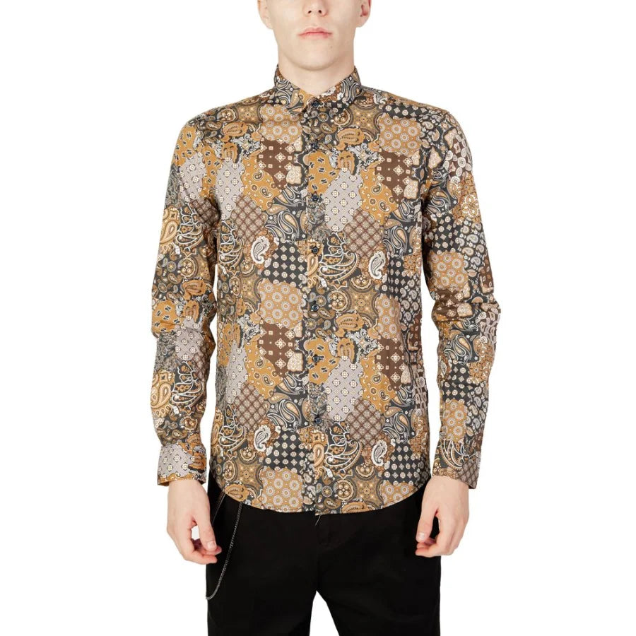 Gianni Lupo Beige Cotton Pattern Shirt