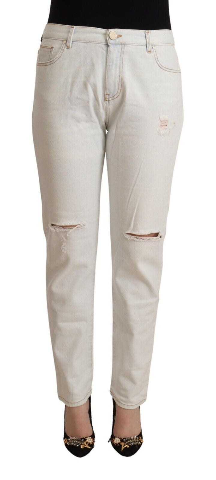 Jean skinny taille moyenne blanc PINKO