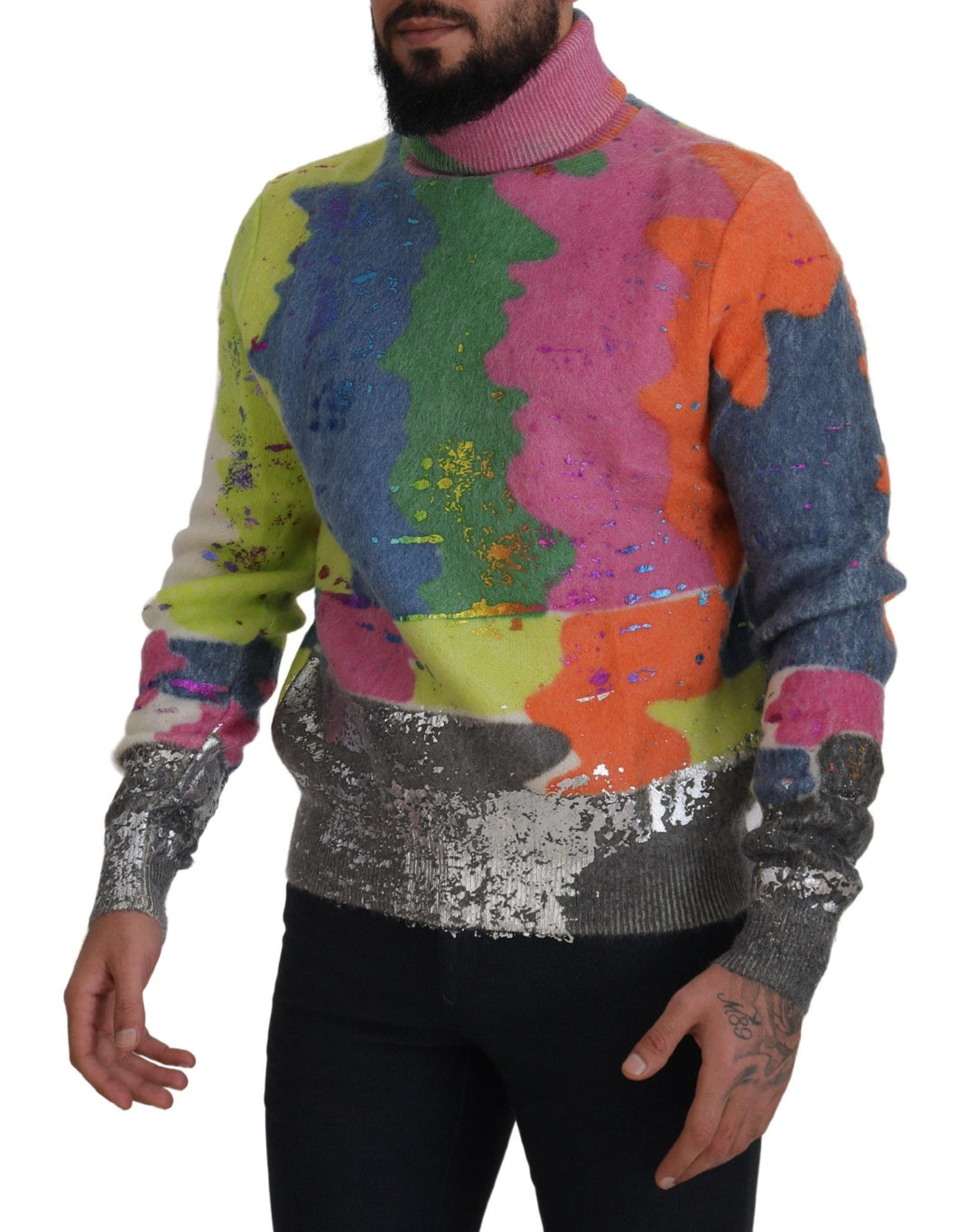 Dolce &amp; Gabbana Multicolor Turtleneck Pullover Mohair Sweater
