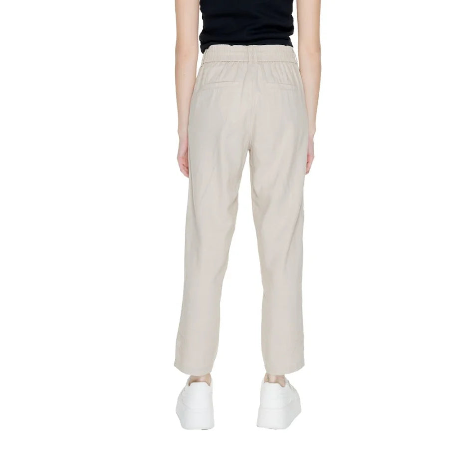 Only Beige Linen Casual Pants