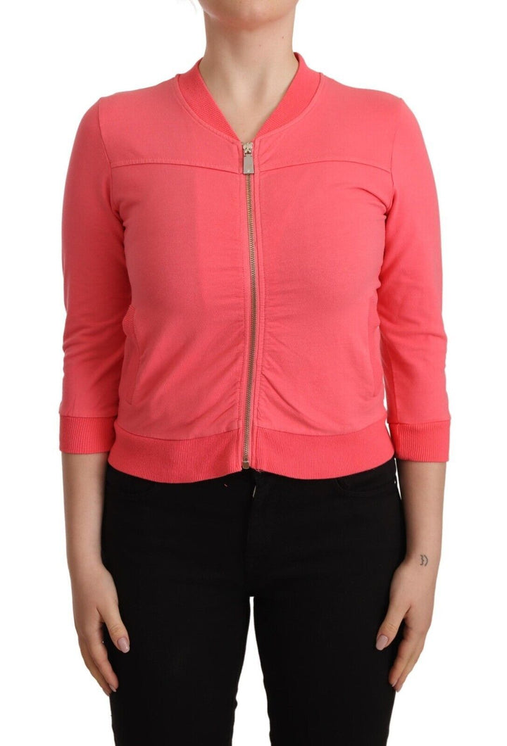 Suéter rosa con cremallera Blumarine estilo alta costura italiana