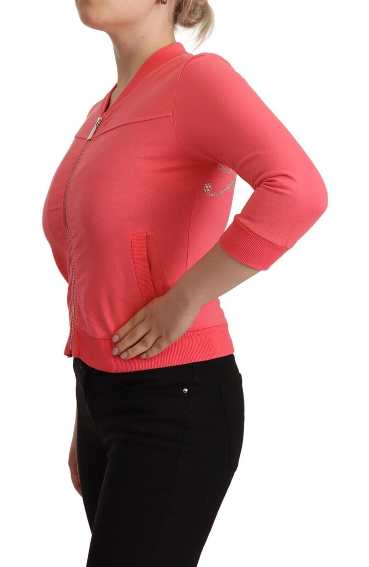 Suéter rosa con cremallera Blumarine estilo alta costura italiana