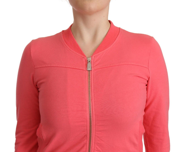 Suéter rosa con cremallera Blumarine estilo alta costura italiana