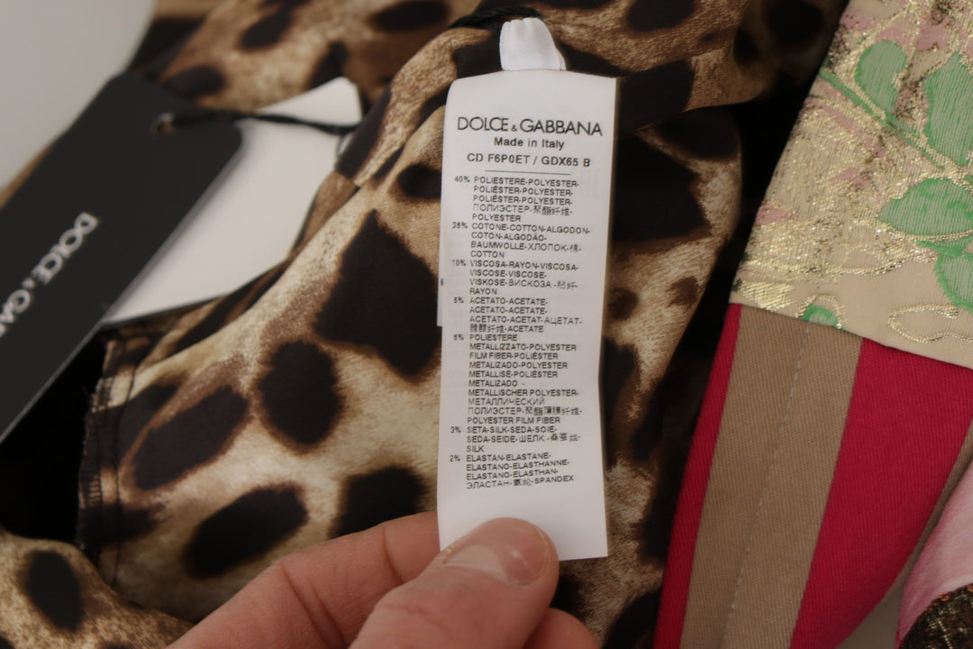 Dolce &amp; Gabbana Multicolor Pachwork Floral Sheath Jaquard Mini Gown Dress women’s dress