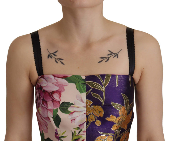 Dolce &amp; Gabbana Dress Midi Patchwork Floral Jaquard Silk women’s dress