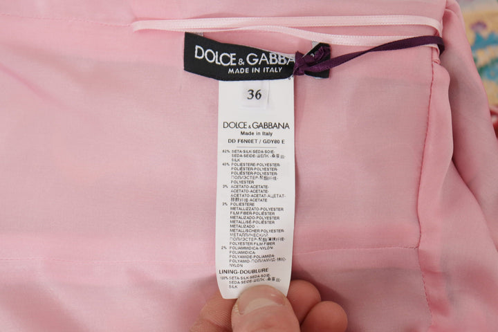 Dolce &amp; Gabbana Dress Midi Patchwork Floral Jaquard Silk women’s dress