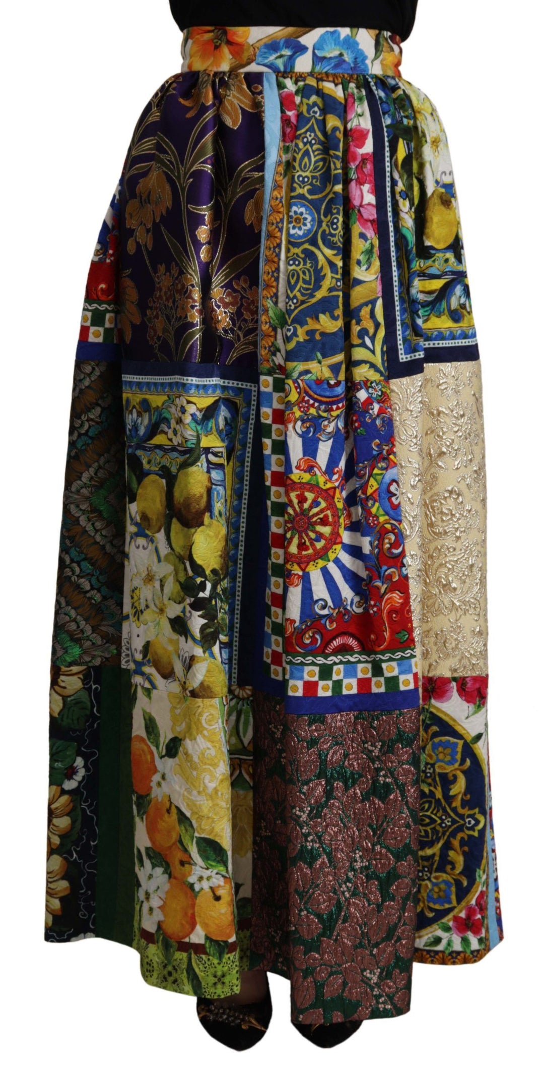 Dolce &amp; Gabbana Multicolor Patchwork Sicily Long Maxi Skirt