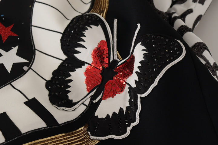 Dolce &amp; Gabbana Black Love Clock Sequined Piano Skirt