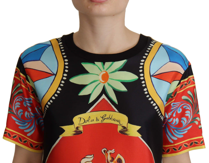 Dolce &amp; Gabbana Multicolor Soldier Carretto Silk Top  T-shirt