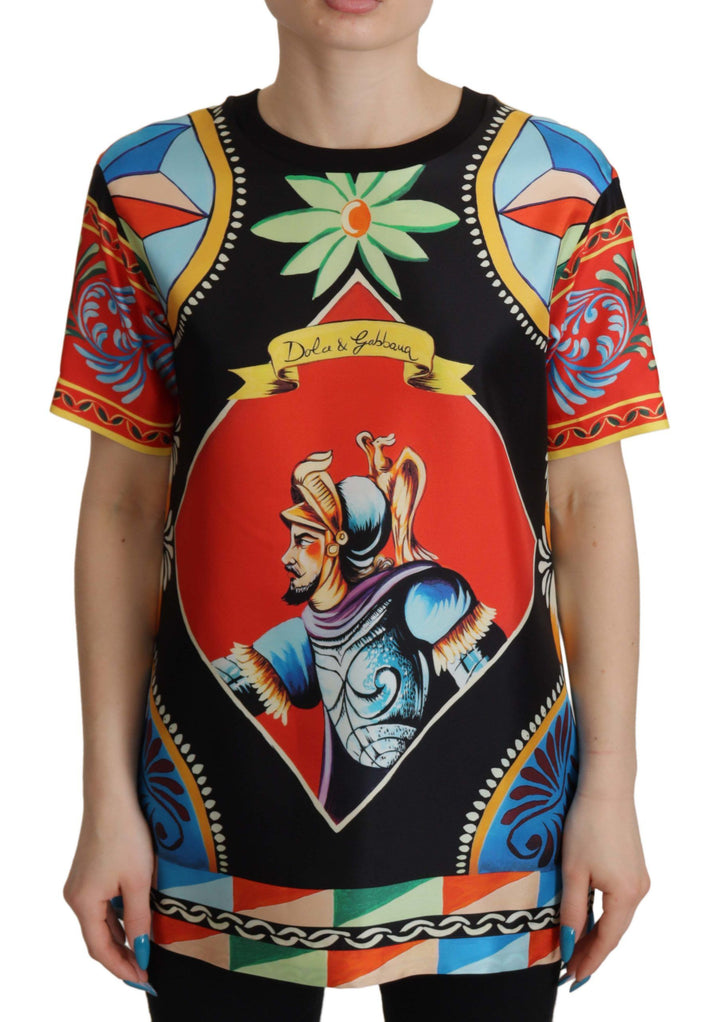 Dolce &amp; Gabbana Multicolor Soldier Carretto Silk Top  T-shirt