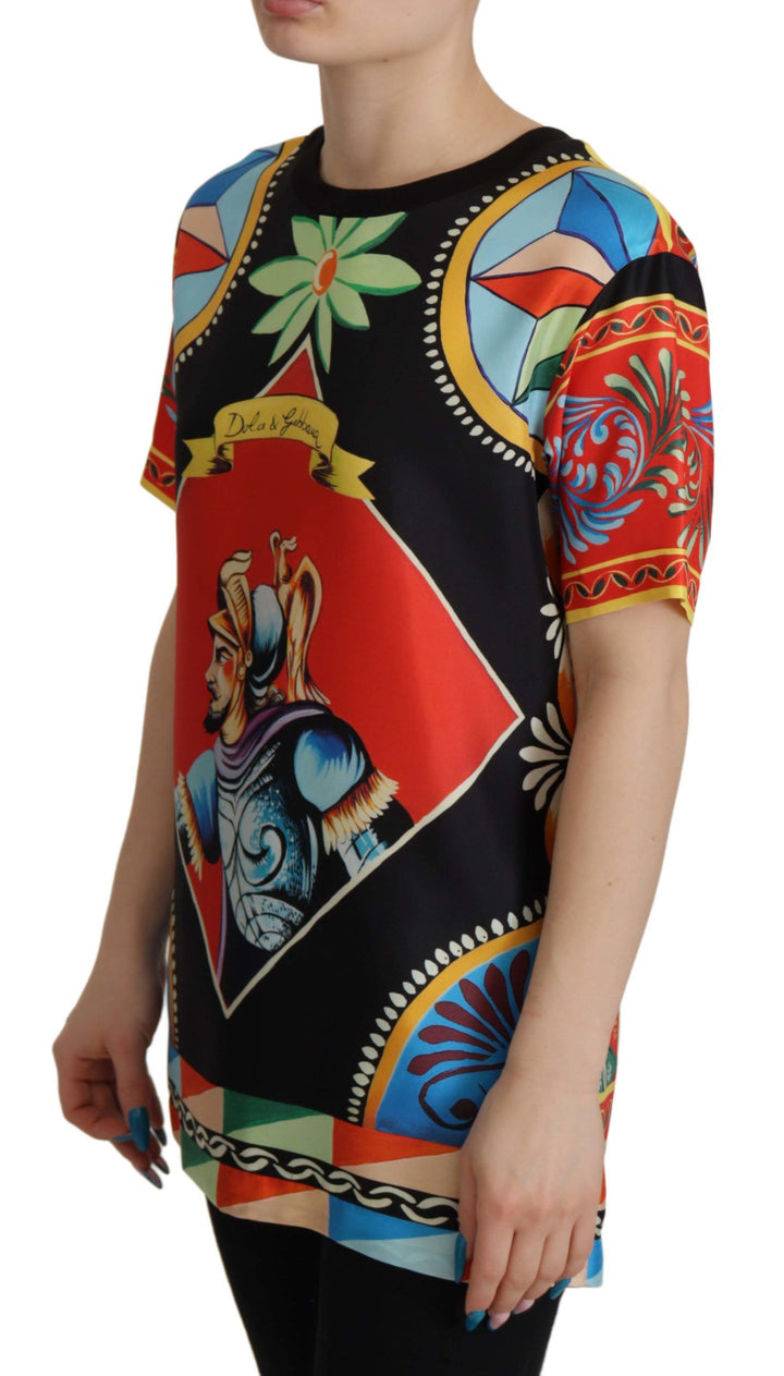Dolce &amp; Gabbana Multicolor Soldier Carretto Silk Top  T-shirt