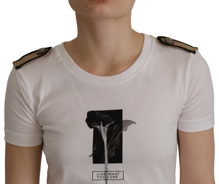 T-shirt ras du cou en coton à imprimé floral élégant Dolce &amp;amp; Gabbana