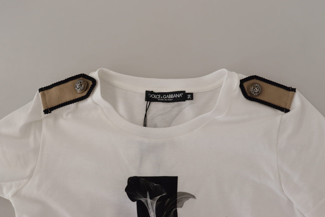 T-shirt ras du cou en coton à imprimé floral élégant Dolce &amp;amp; Gabbana