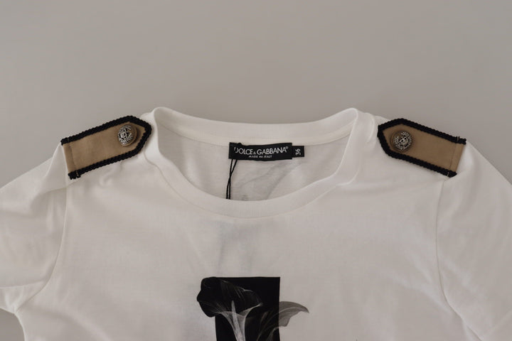 T-shirt ras du cou en coton à imprimé floral élégant Dolce &amp;amp; Gabbana